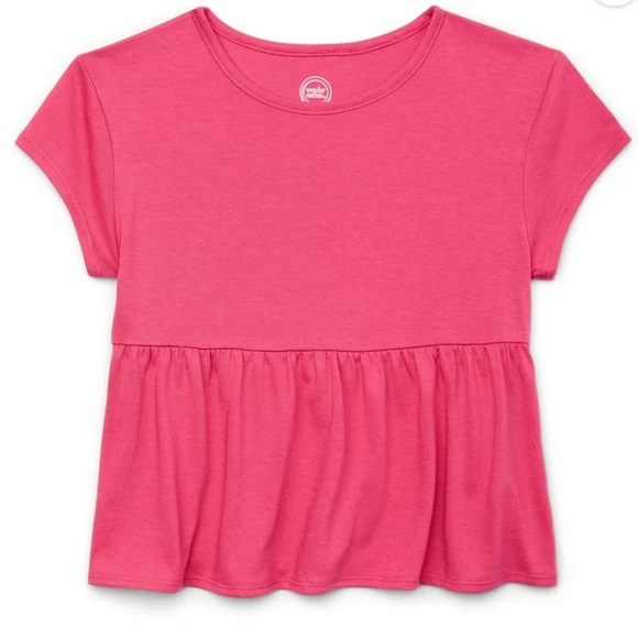 Vibrant Pink Peplum Short Sleeve Tee by Wonder Nation. Made with better cotton - Picture 4 of 4